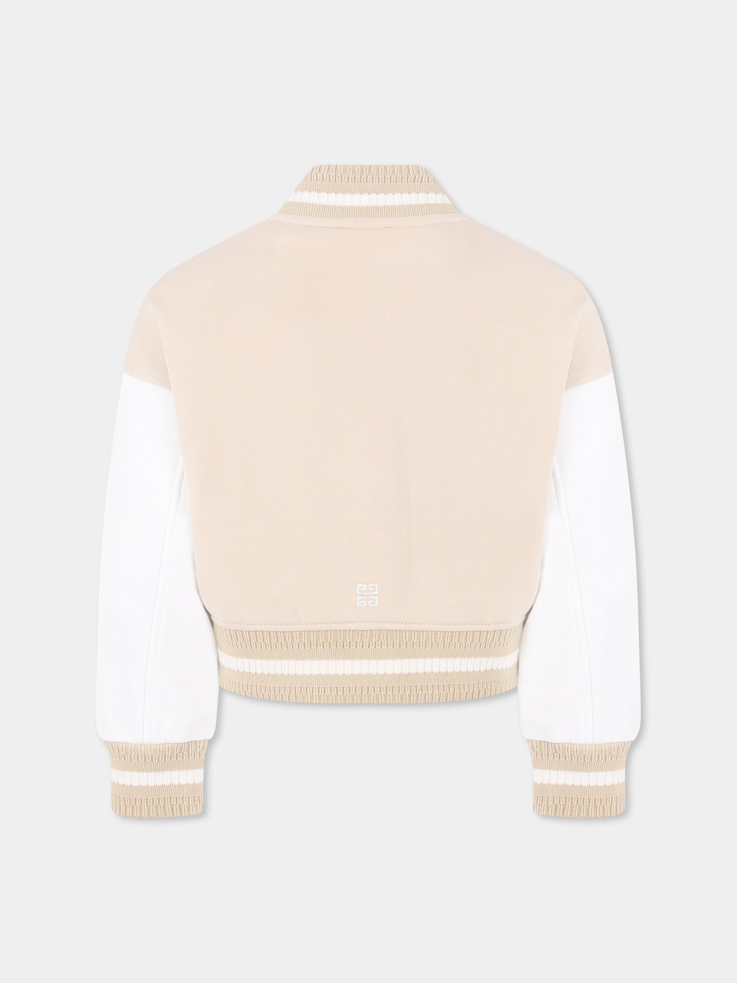 Bomber crop beige per bambina con logo