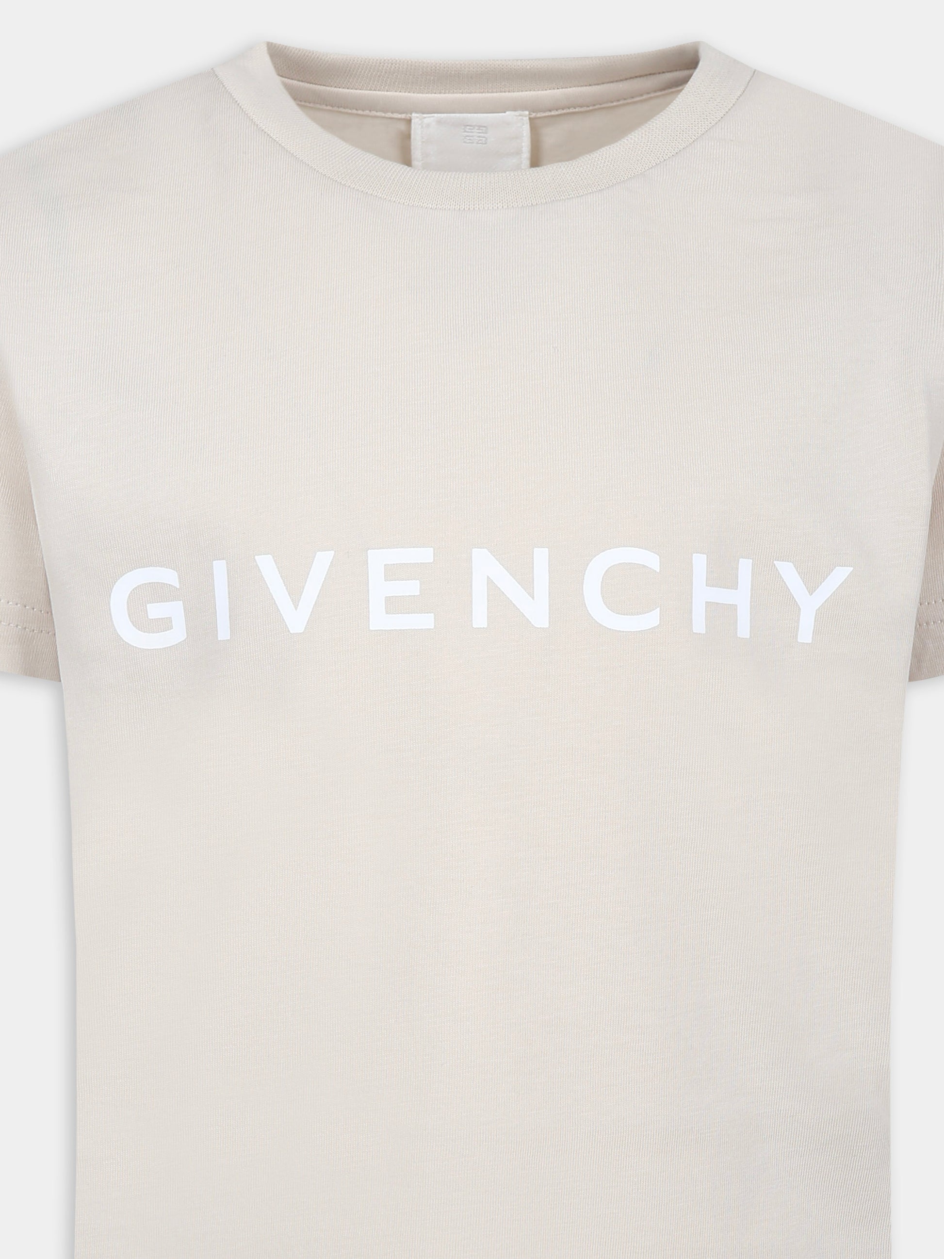 T-shirt beige per bambini con logo,Givenchy Kids,H30718 184