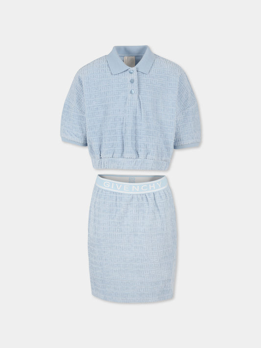 Completo celeste per bambina con motivo 4G,Givenchy Kids,H30838 772