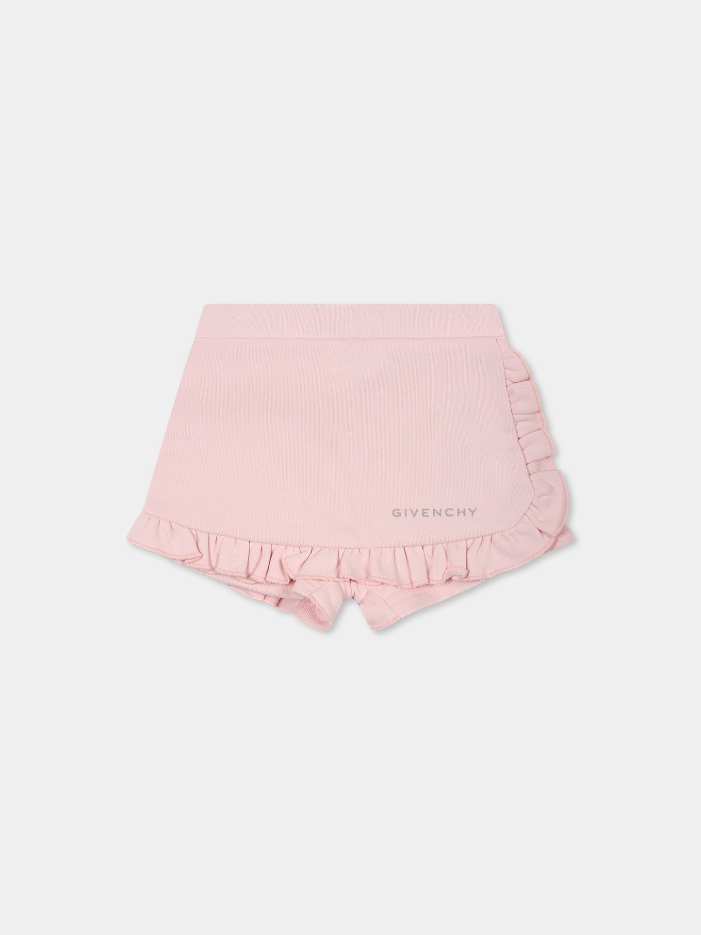 Shorts rosa per neonata con logo