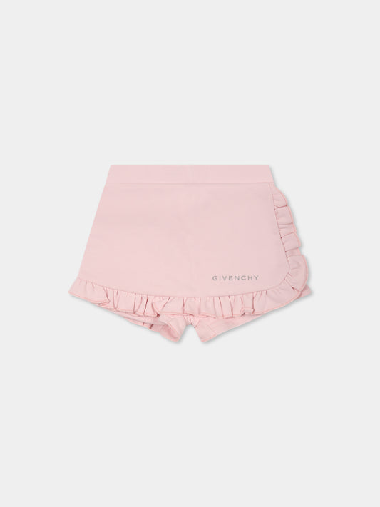 Shorts rosa per neonata con logo