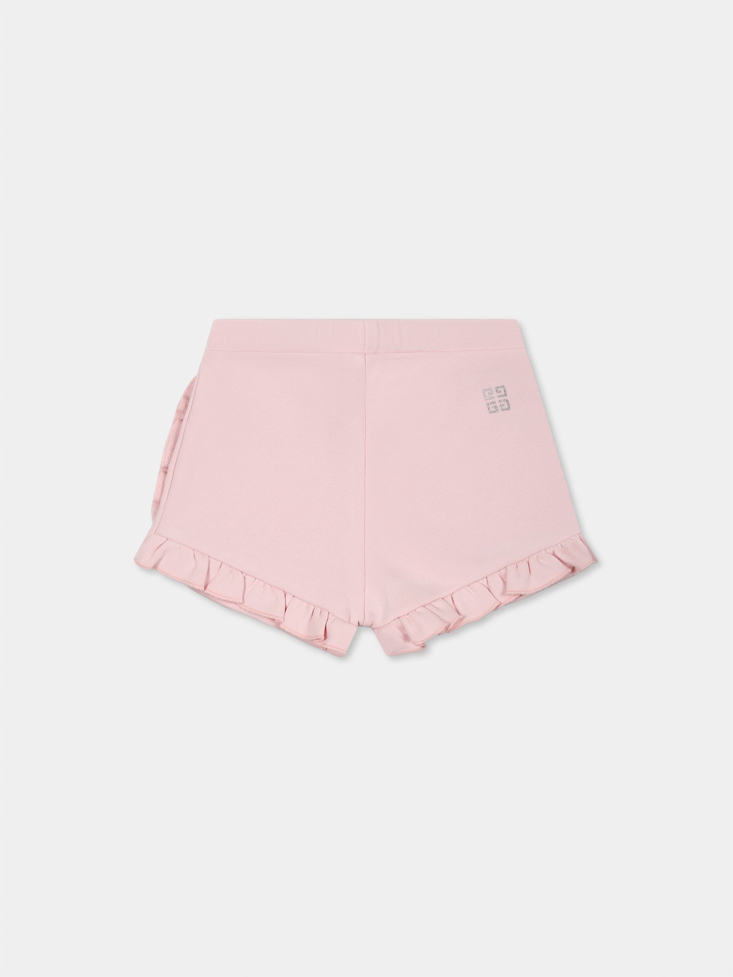 Shorts rosa per neonata con logo