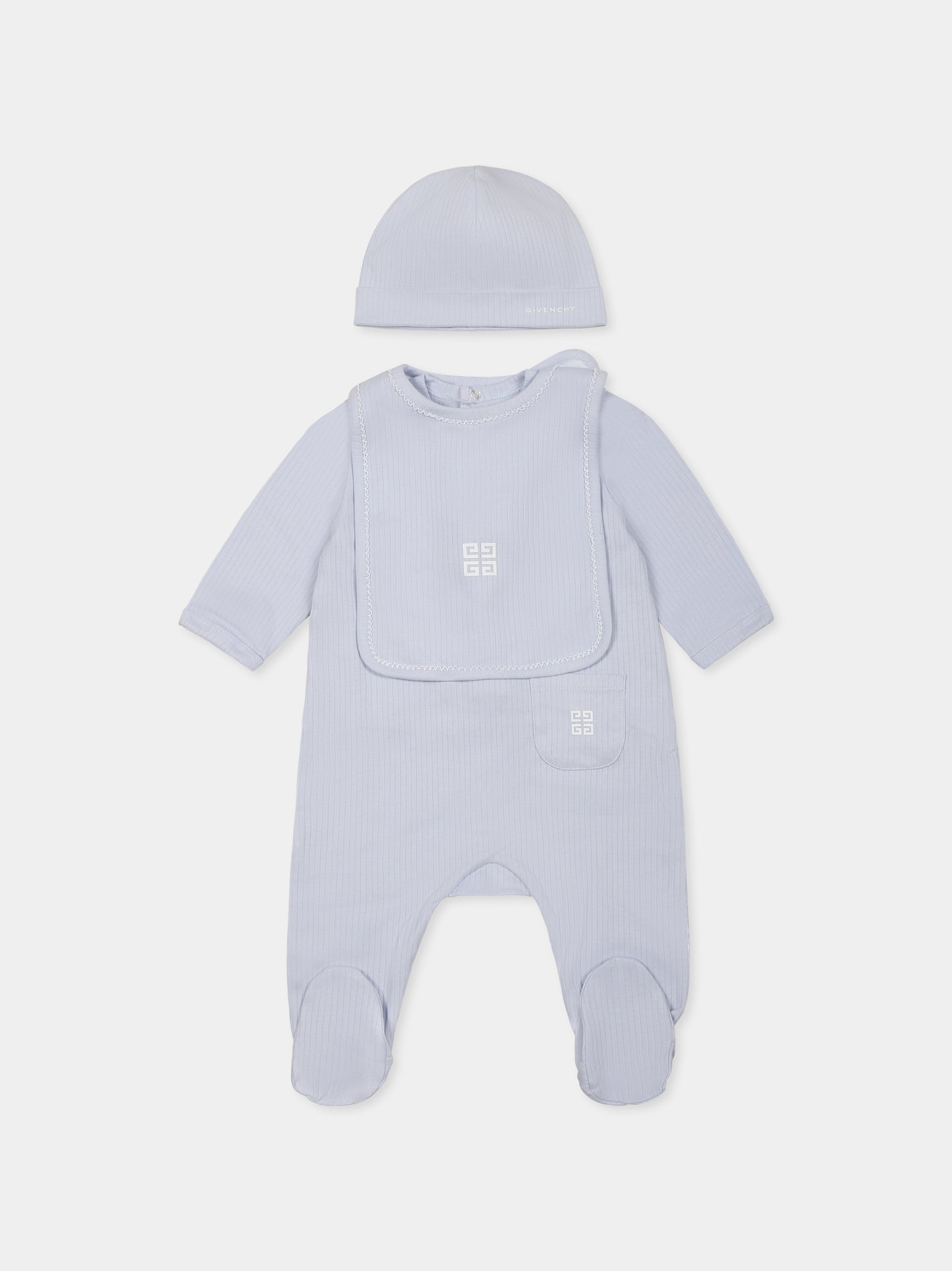 Set tutina celeste per neonato con logo
