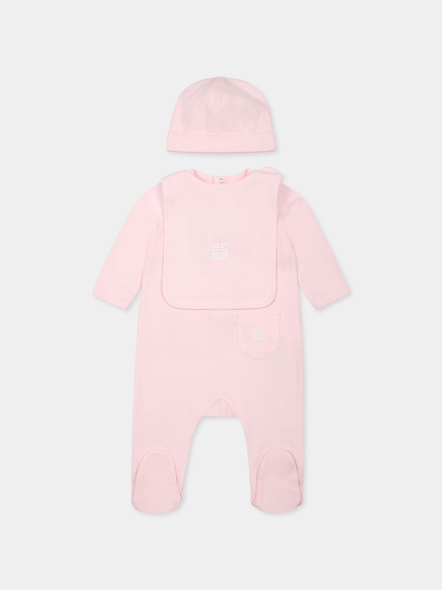 Set tutina rosa per neonata con logo