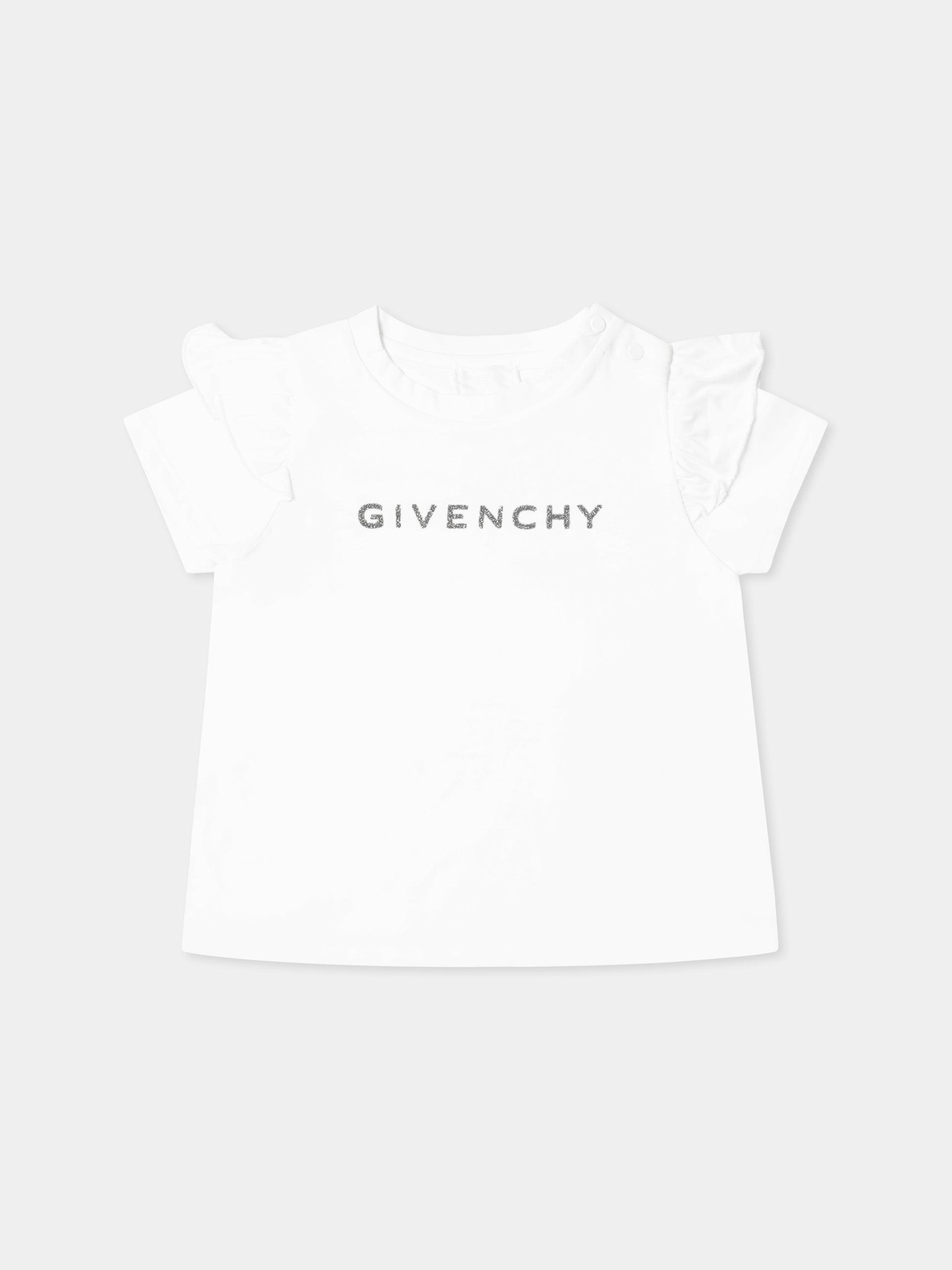 T-shirt bianca per neonata con logo,Givenchy Kids,H30664 10P