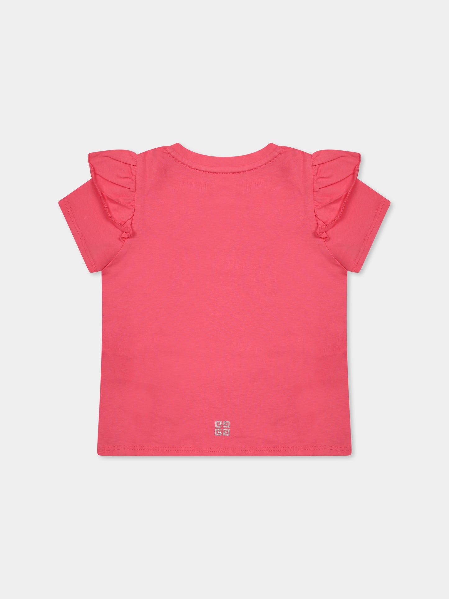 T-shirt fucsia per neonata con logo,Givenchy Kids,H30664 488