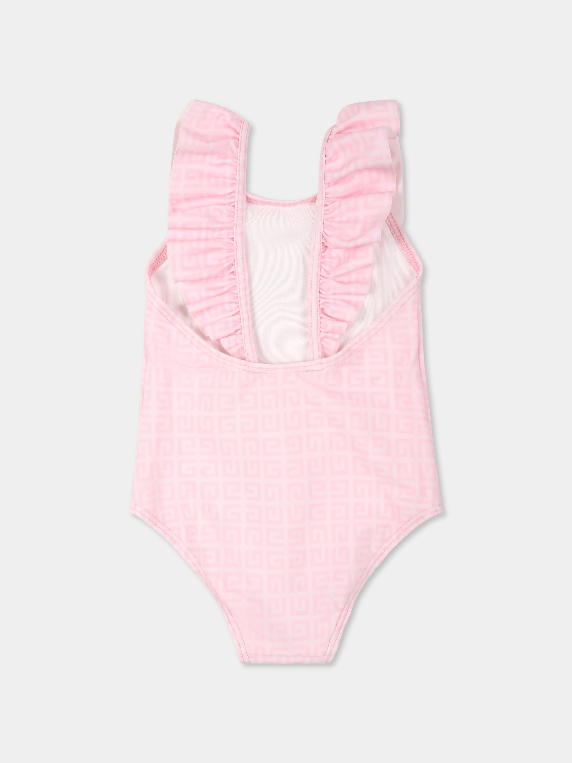 Costume intero rosa per neonata con logo,Givenchy Kids,H30649 44Z