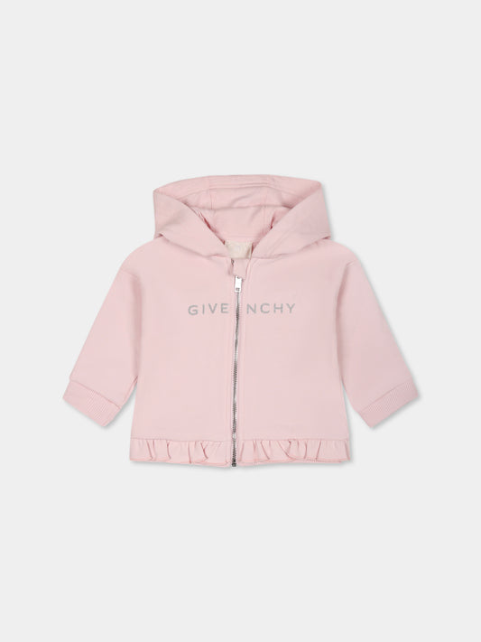 Felpa rosa per neonata con logo,Givenchy Kids,H30654 44Z