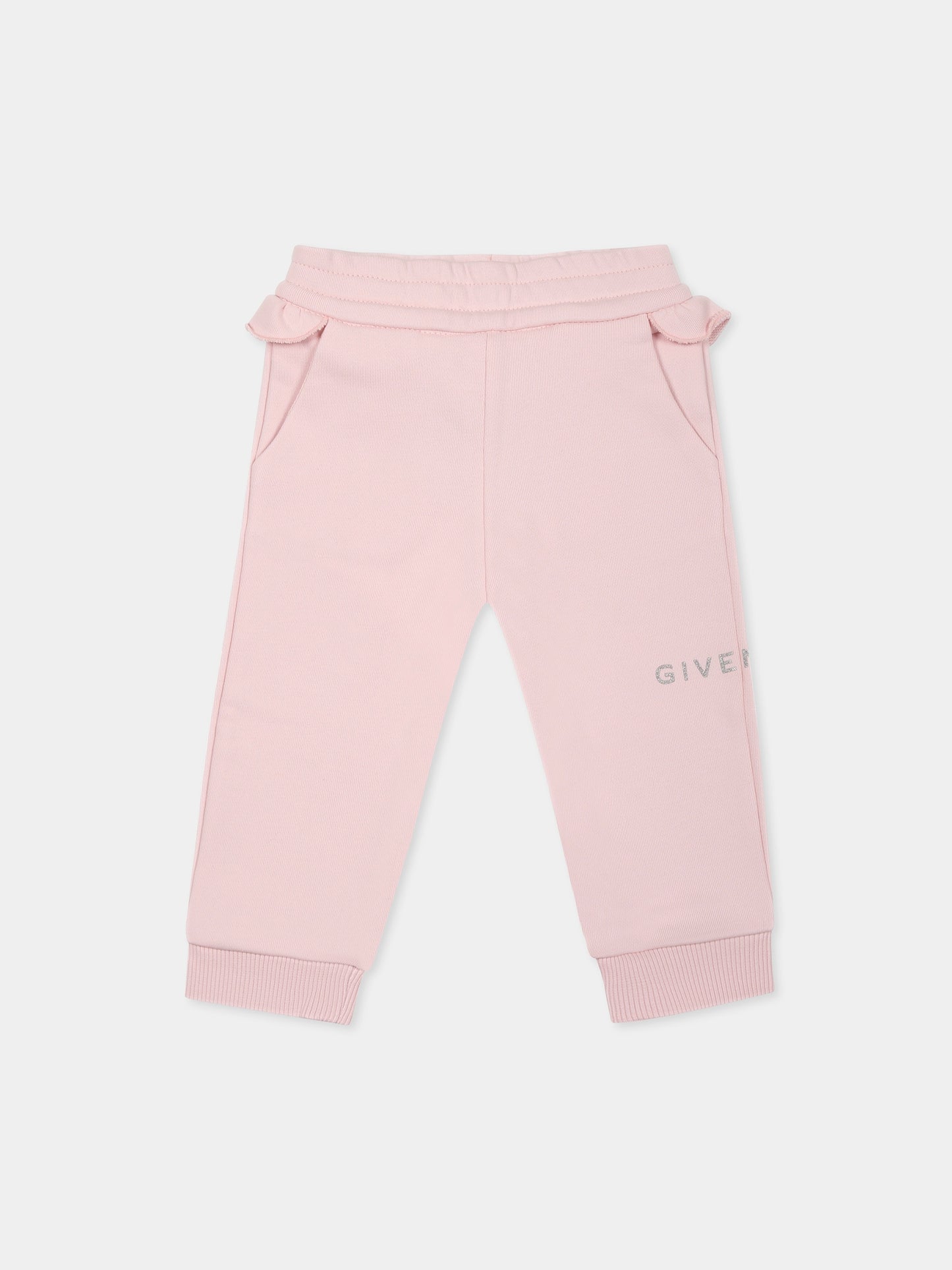 Pantaloni rosa per neonata con logo