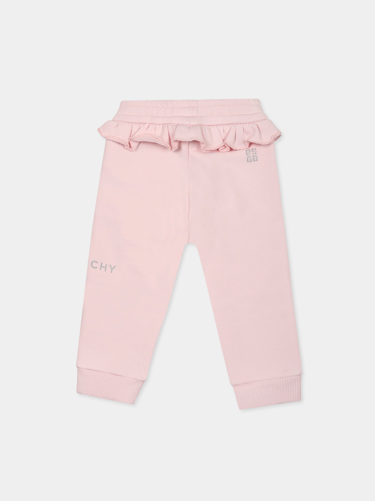 Pantaloni rosa per neonata con logo