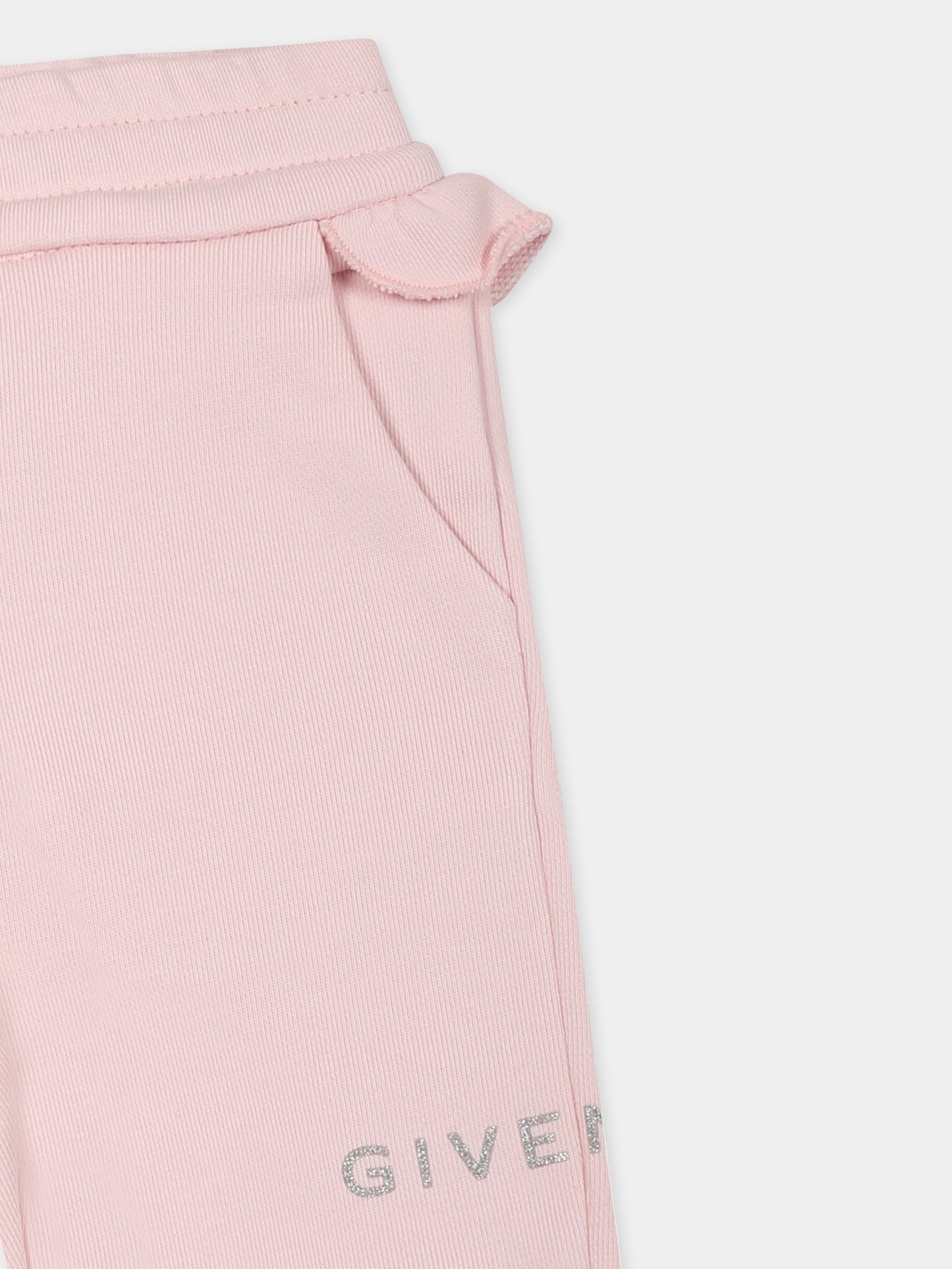 Pantaloni rosa per neonata con logo