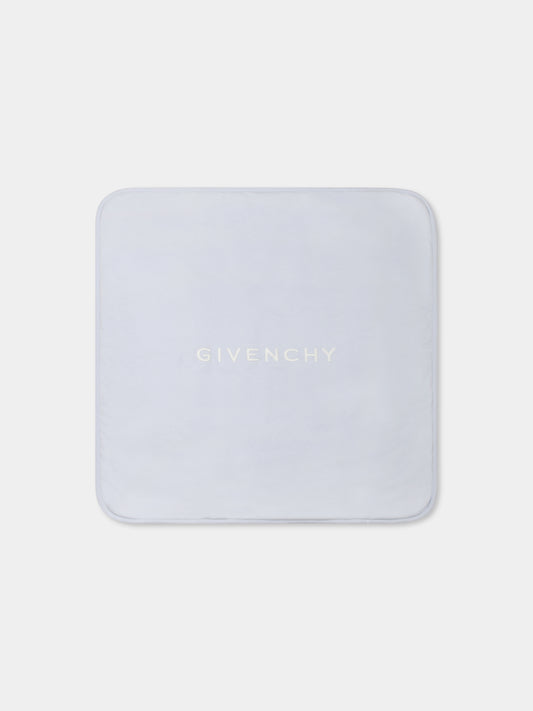 Coperta celeste per neonato con logo