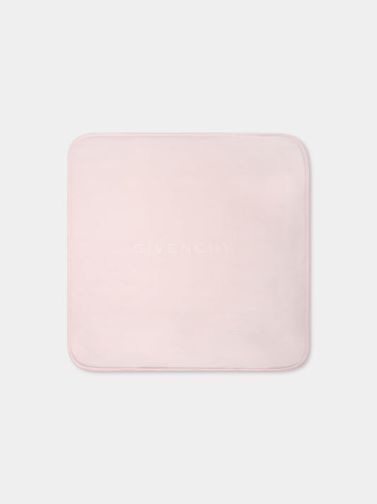 Coperta rosa per neonata con logo