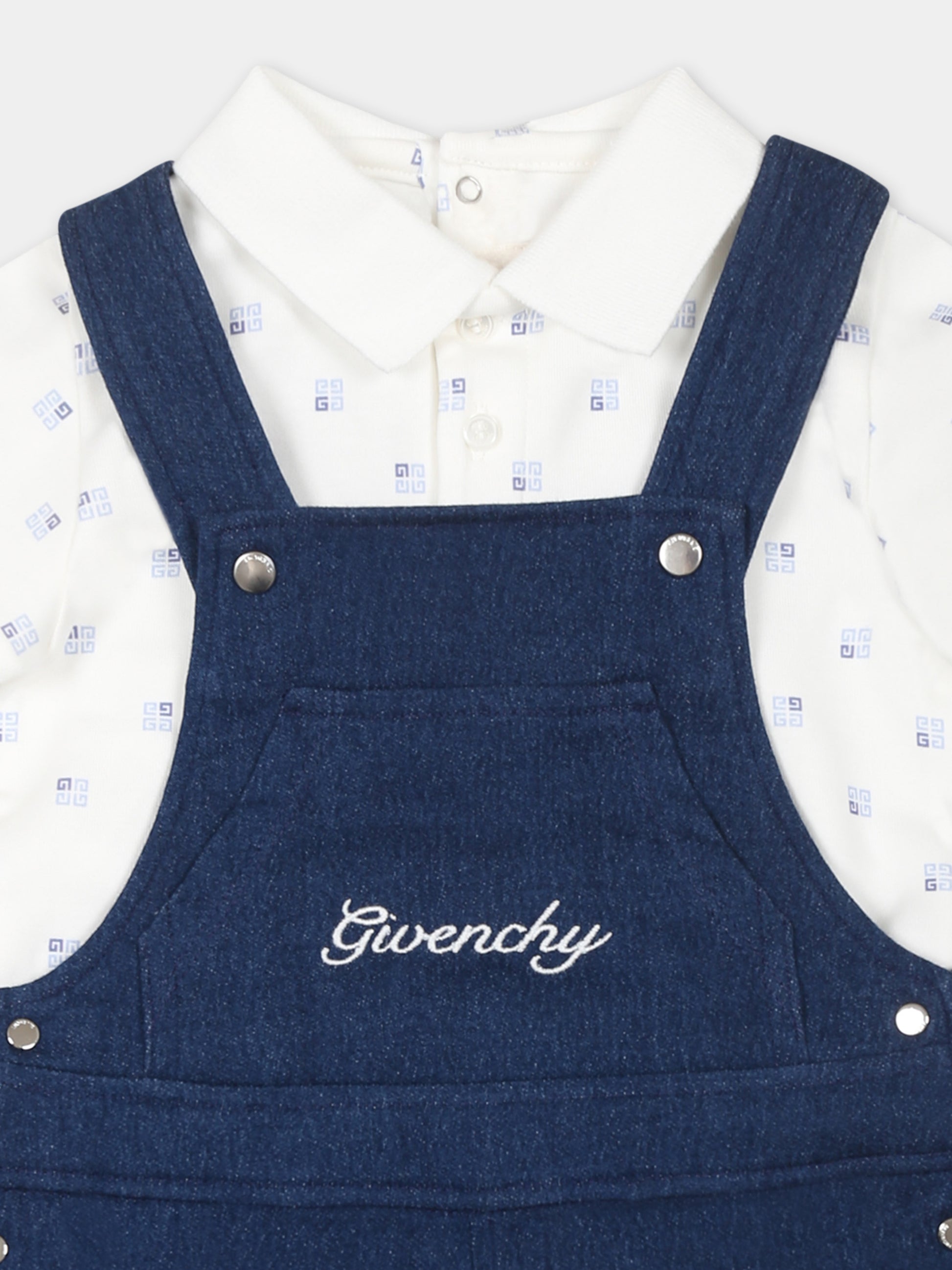 Completo denim per neonato con logo,Givenchy Kids,H30616 Z10