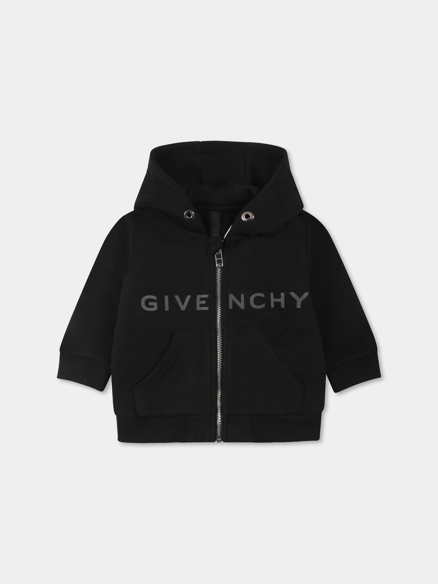 Felpa nera per neonato con logo