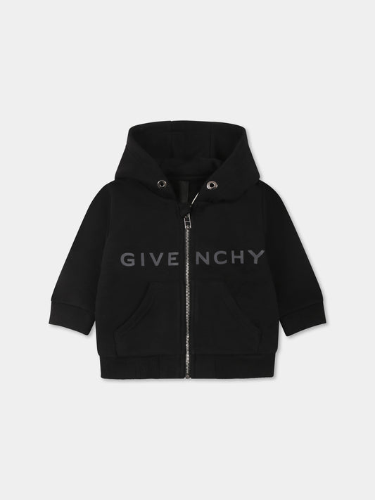 Felpa nera per neonato con logo