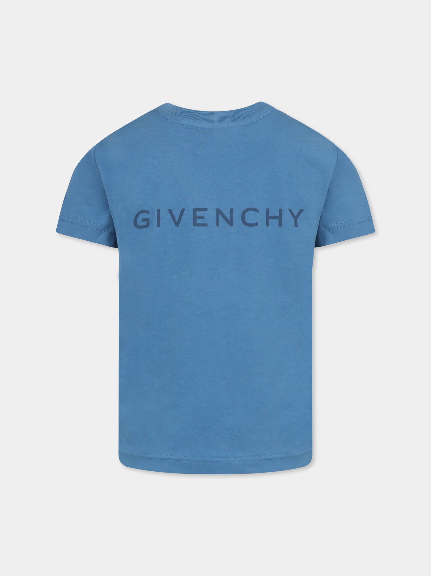 T-shirt blu per bambino con logo,Givenchy Kids,H30725 80V