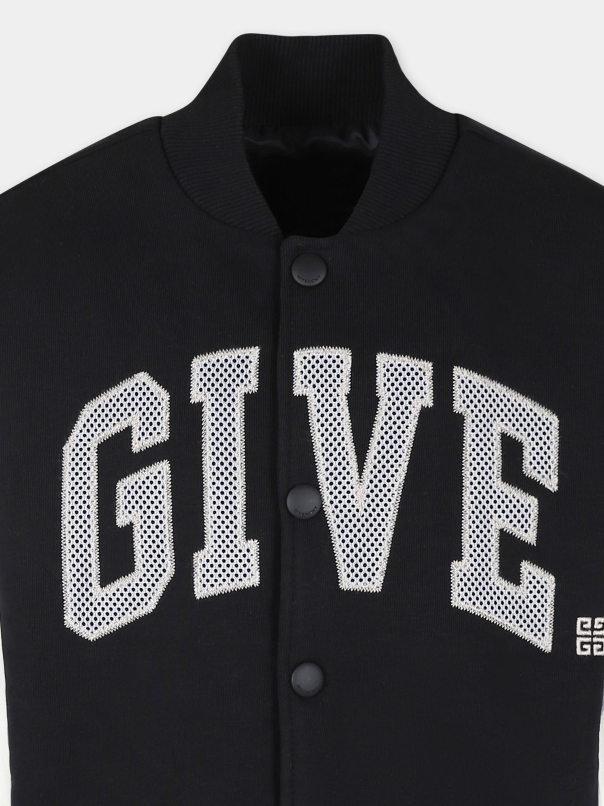 Bomber nero per bambini con logo,Givenchy Kids,H30702 09B