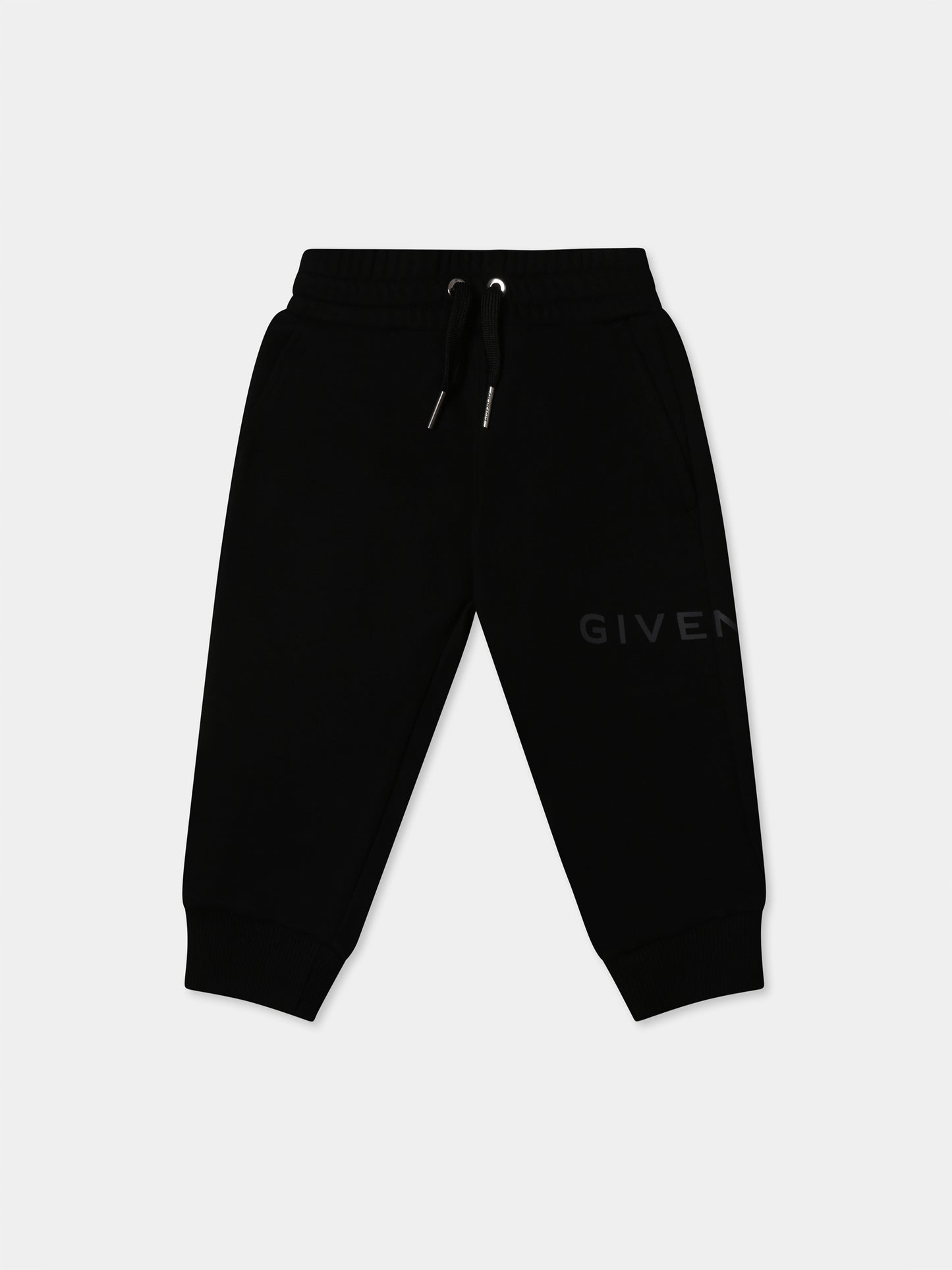 Pantaloni neri per neonato con logo