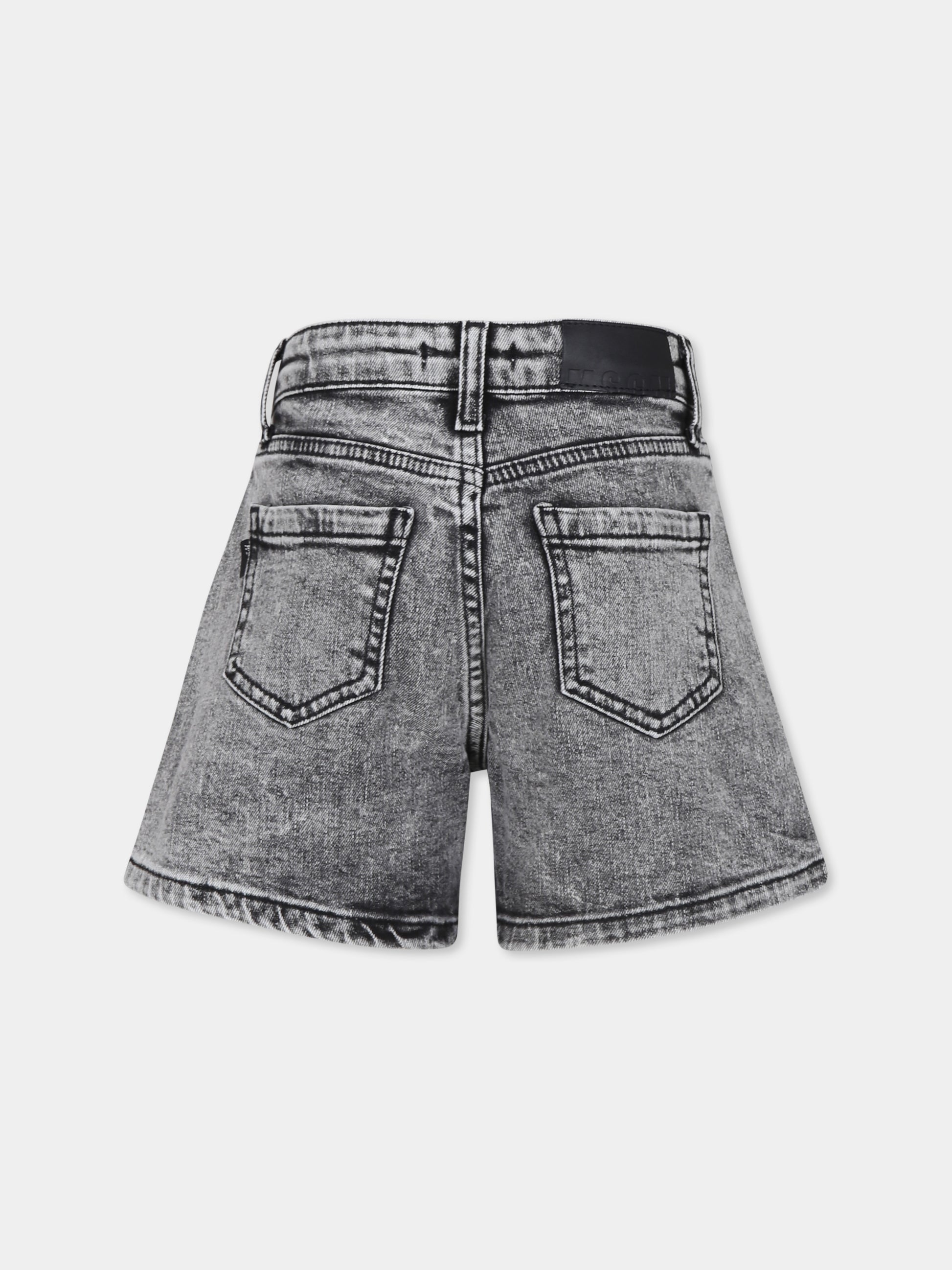 Shorts grigi per bambina con logo e strass,Msgm Kids,F3MSJGSH053 129