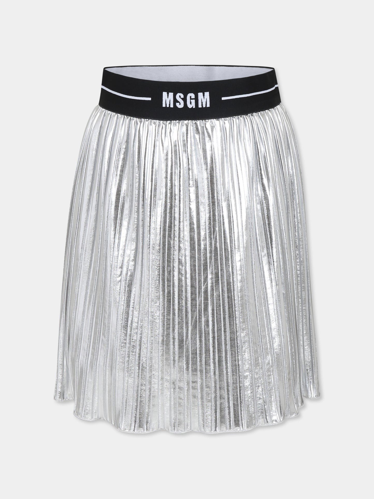 Gonna argento per bambina con logo,Msgm Kids,F3MSJGSK150 122