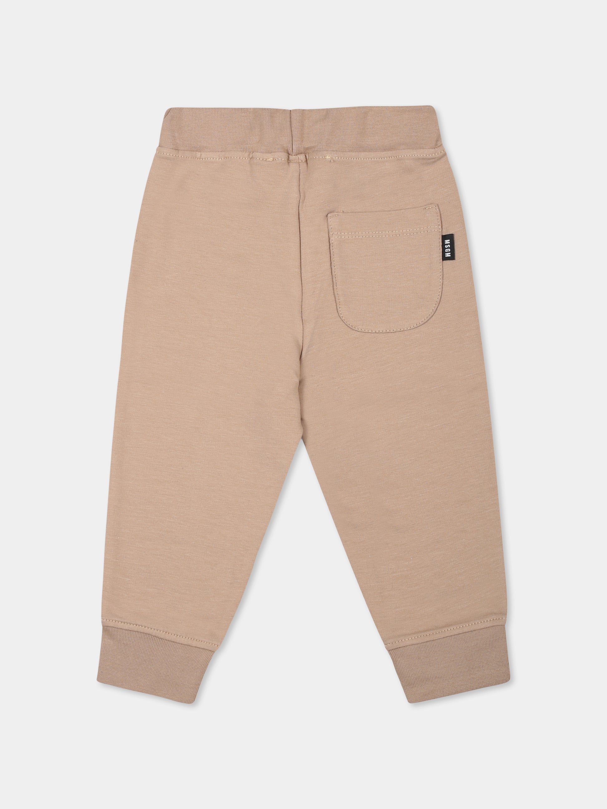 Pantaloni beige per neonati con logo,Msgm Kids,F3MSUNFP042 015