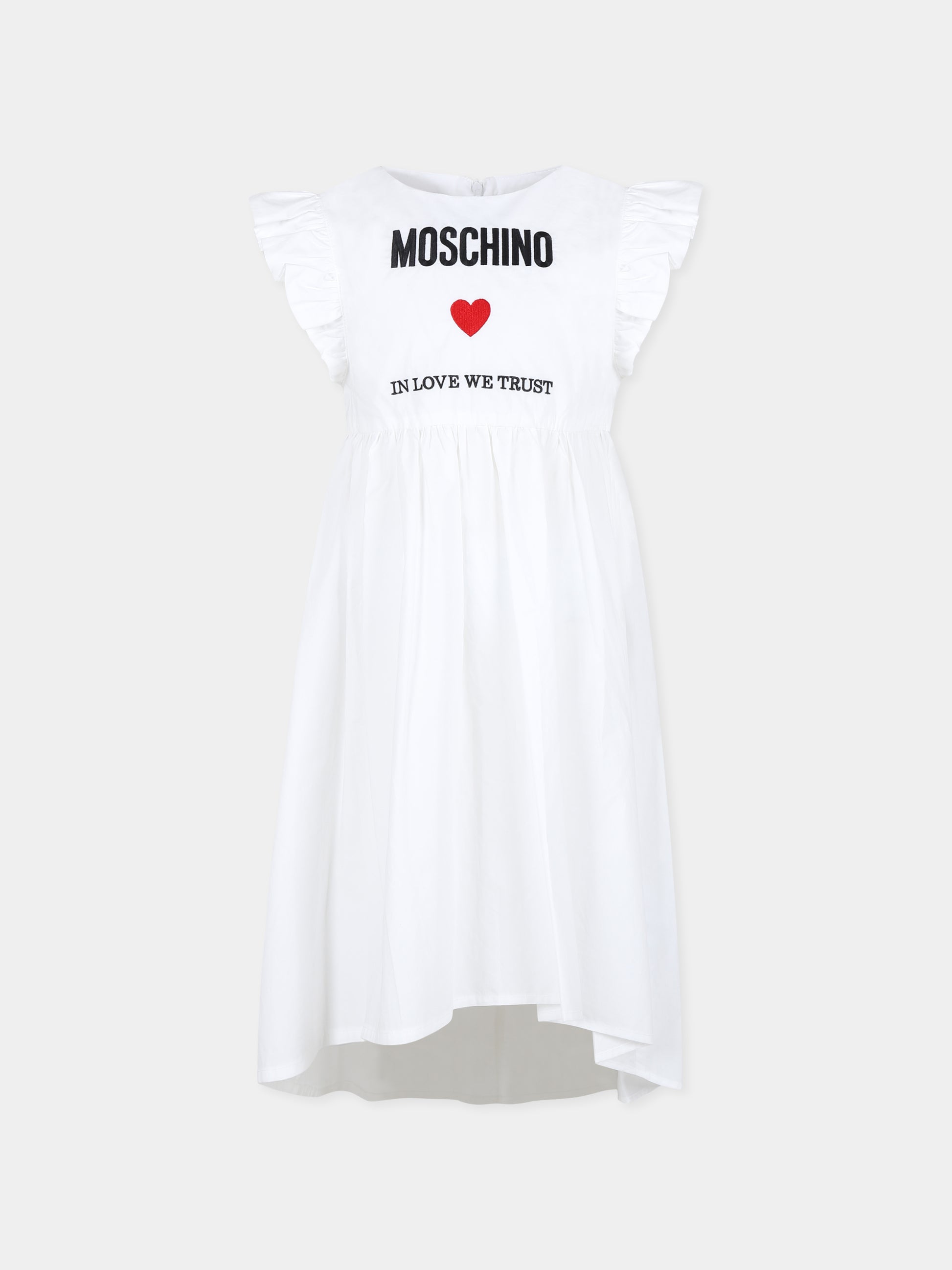 Vestito nero per bambina con logo e cuore,Moschino Kids,HDV0EV LLA10 10101