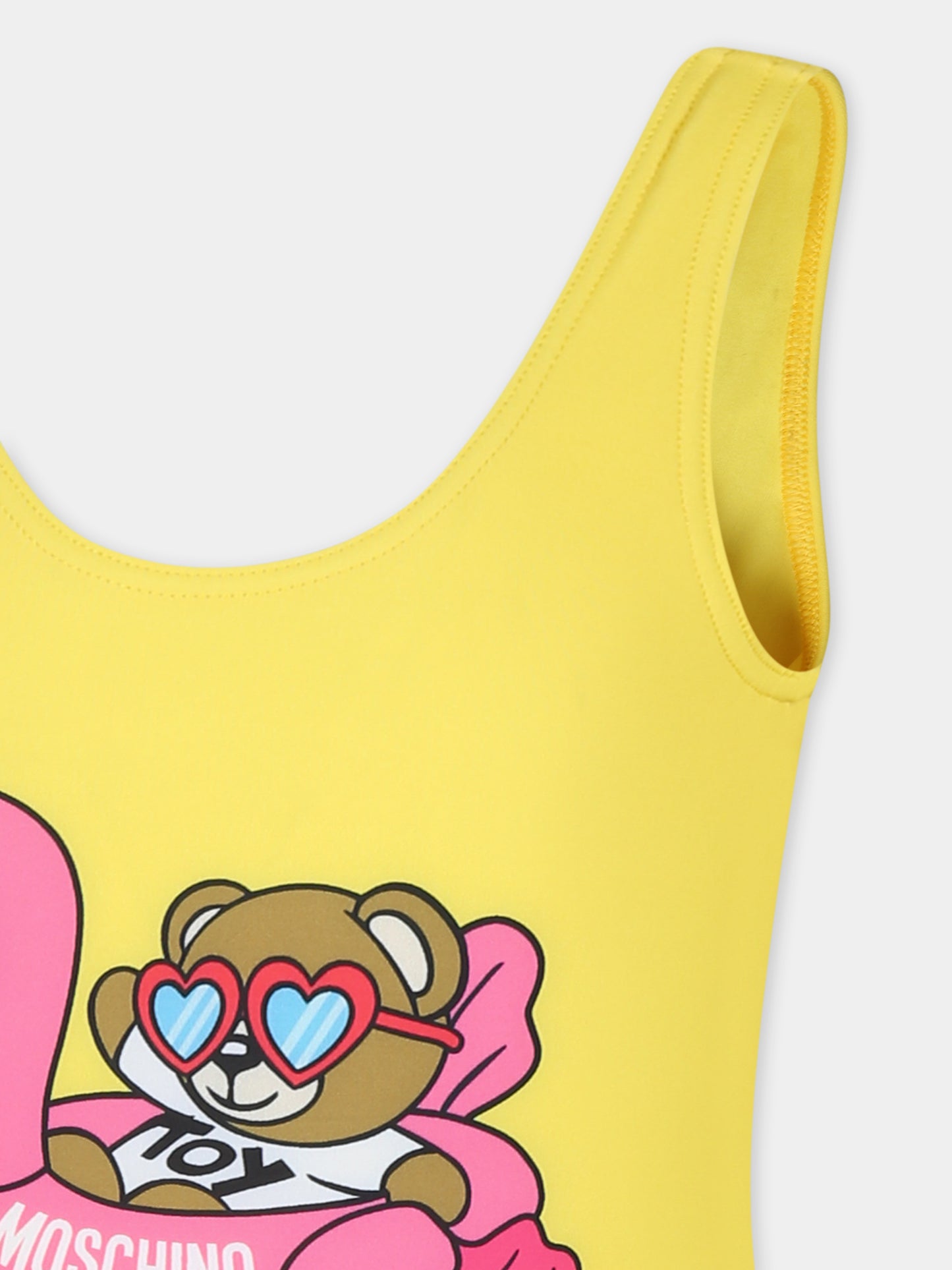 Costume giallo per bambina con Teddy Bear e fenicottero,Moschino Kids,HLL00B LKA00 50162