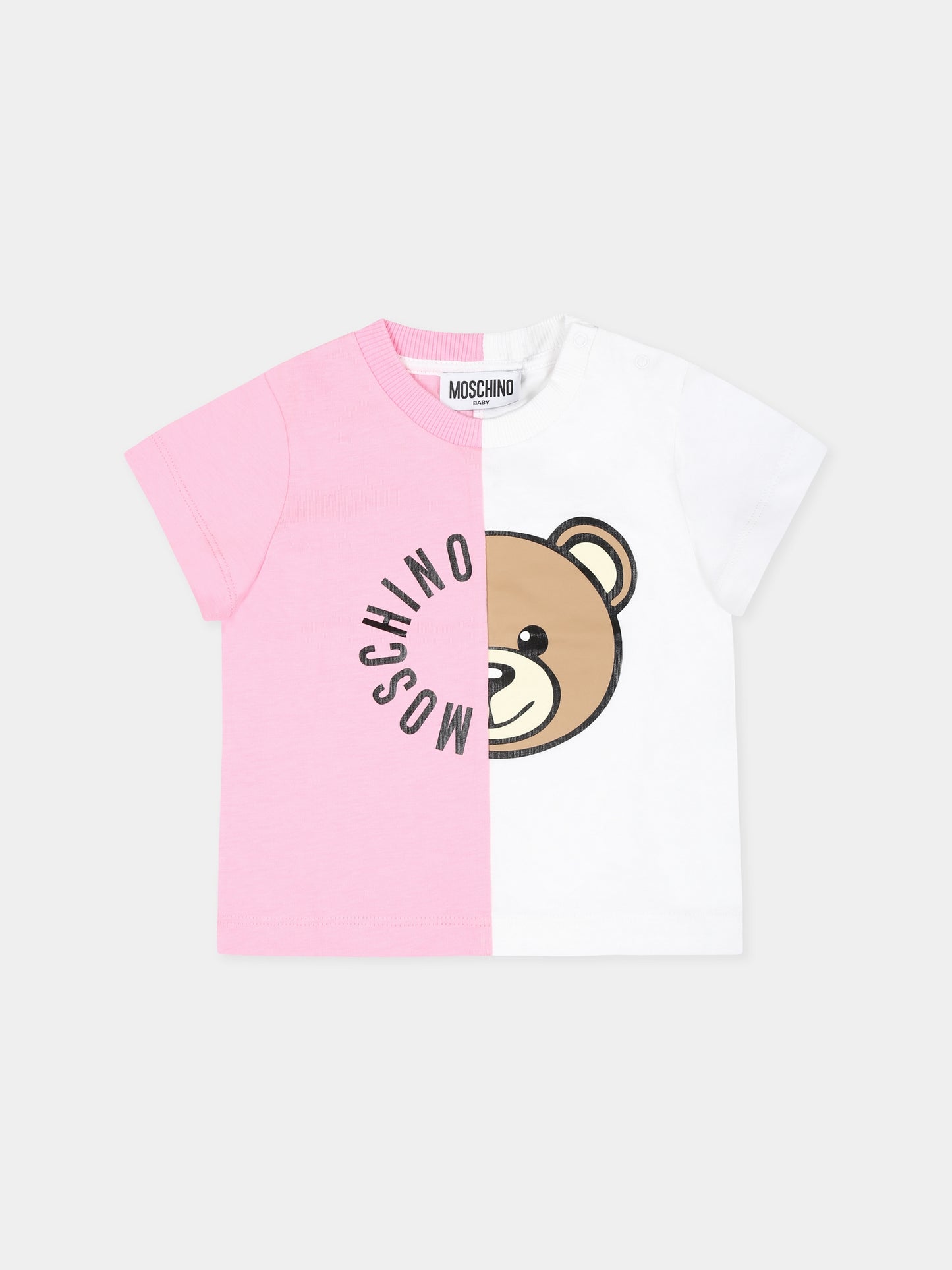 T-shirt rosa per neonata con Teddy Bear,Moschino Kids,MUM03R LAA02 50206