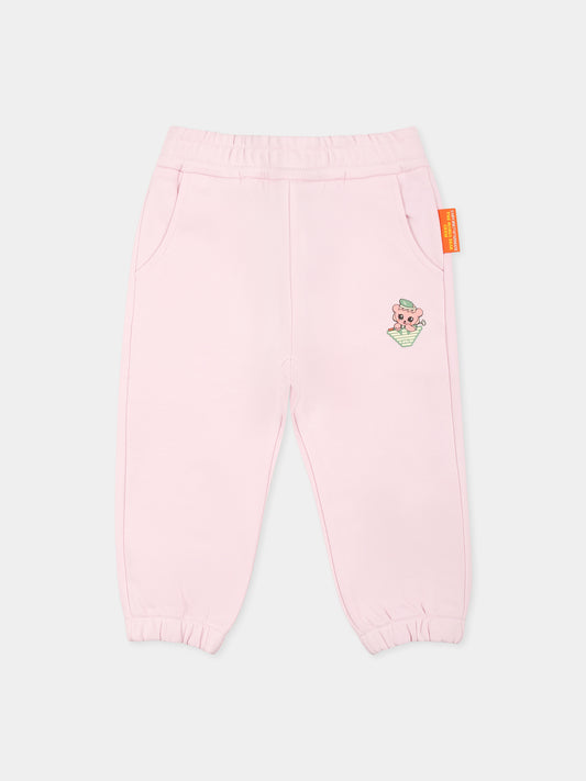 Pantaloni rosa per neonata con Manga Bear