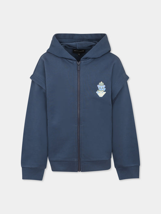 Felpa blu per bambino con Manga Bear,Emporio Armani,EB000271 AF13552 UB150