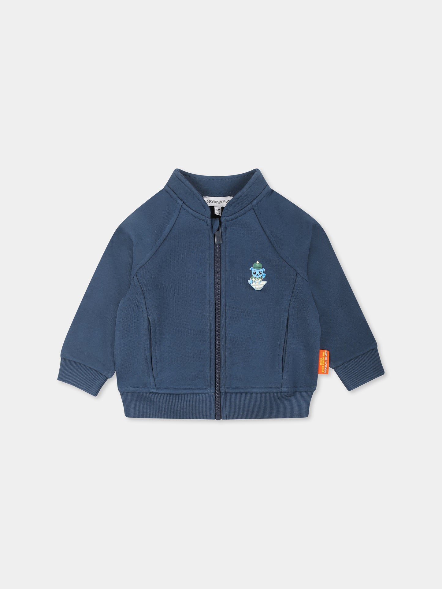 Felpa blu per neonato con Manga Bear,Emporio Armani,EB000276 AF13552 UB150
