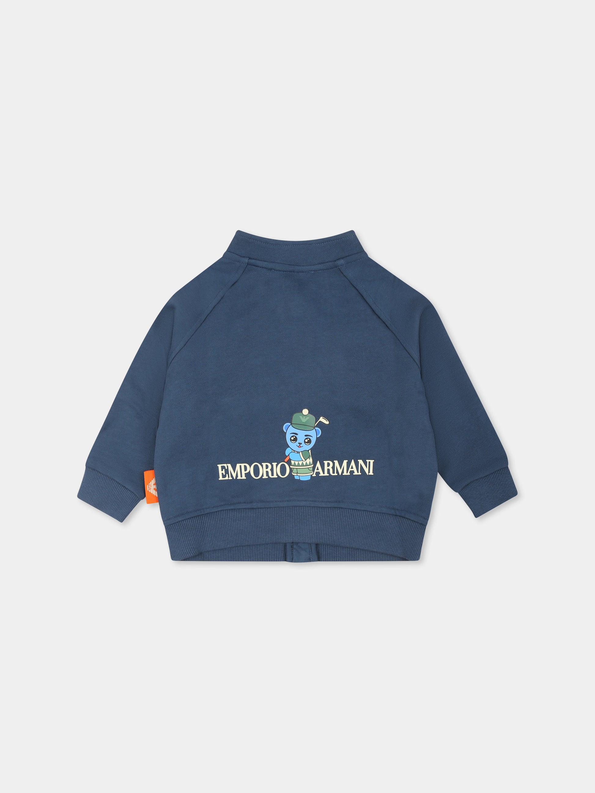 Felpa blu per neonato con Manga Bear,Emporio Armani,EB000276 AF13552 UB150