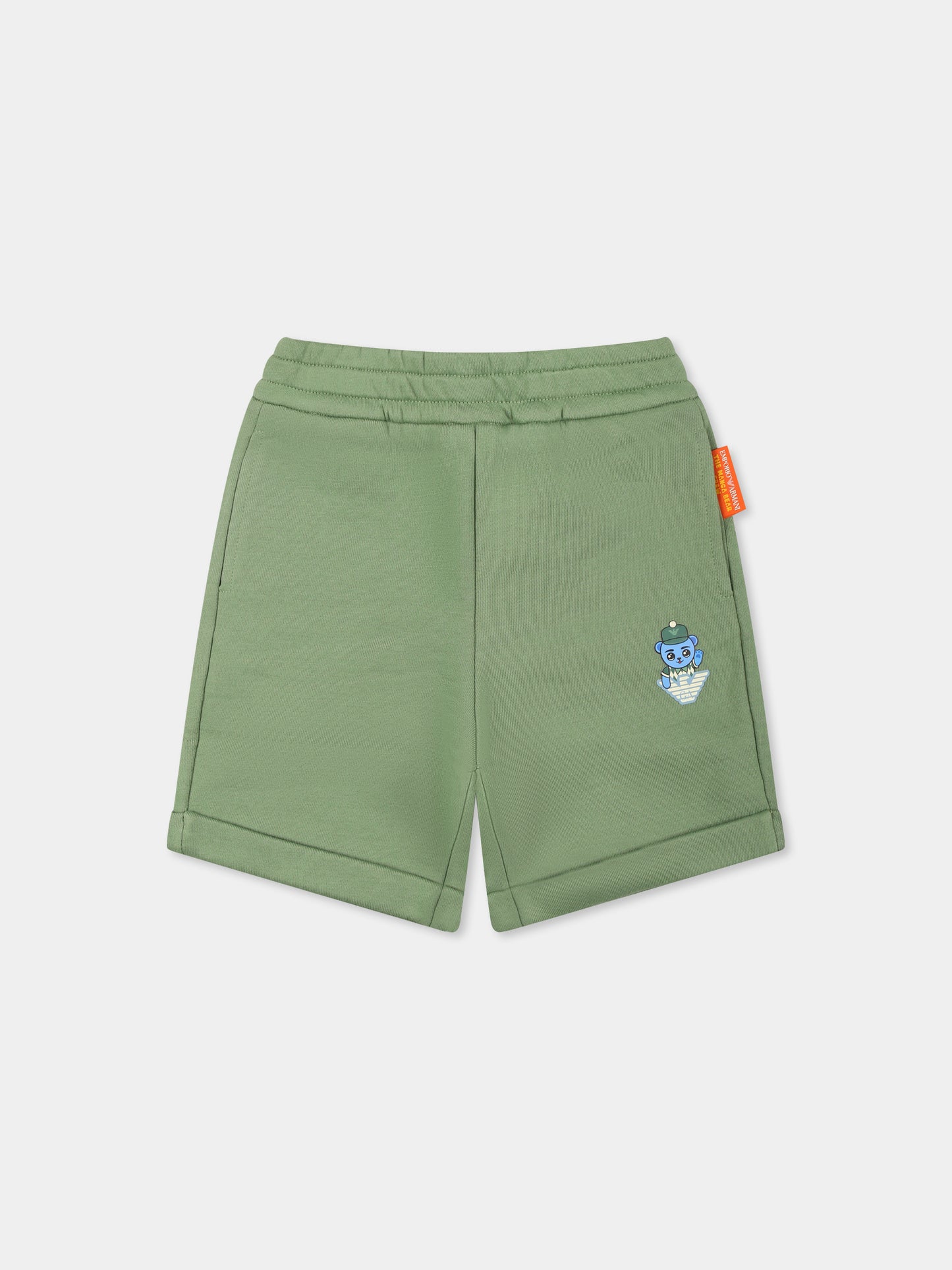 Shorts verdi per neonato con Manga Bear