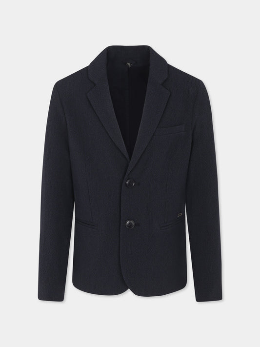 Giacca blu per bambino con logo,Emporio Armani,EB000105 AF13010 MB051