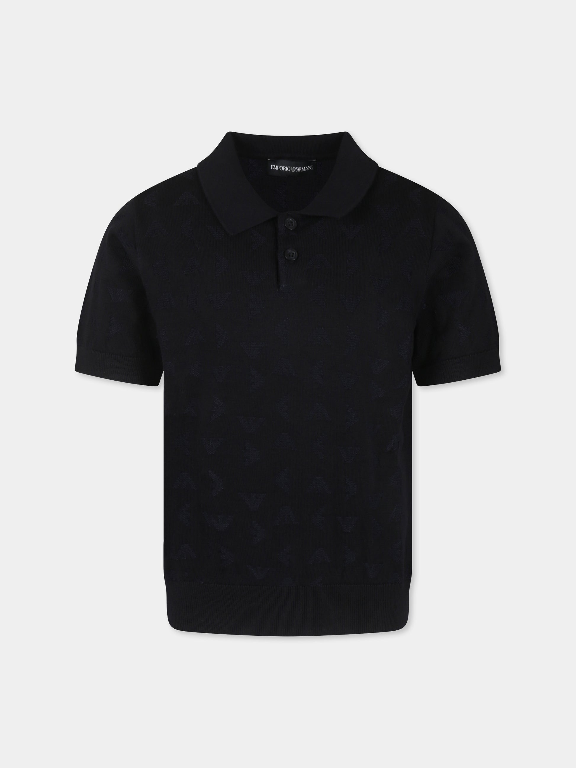Polo blu per bambino con aquilotto all over,Emporio Armani,EB000287 AF13935 UB118