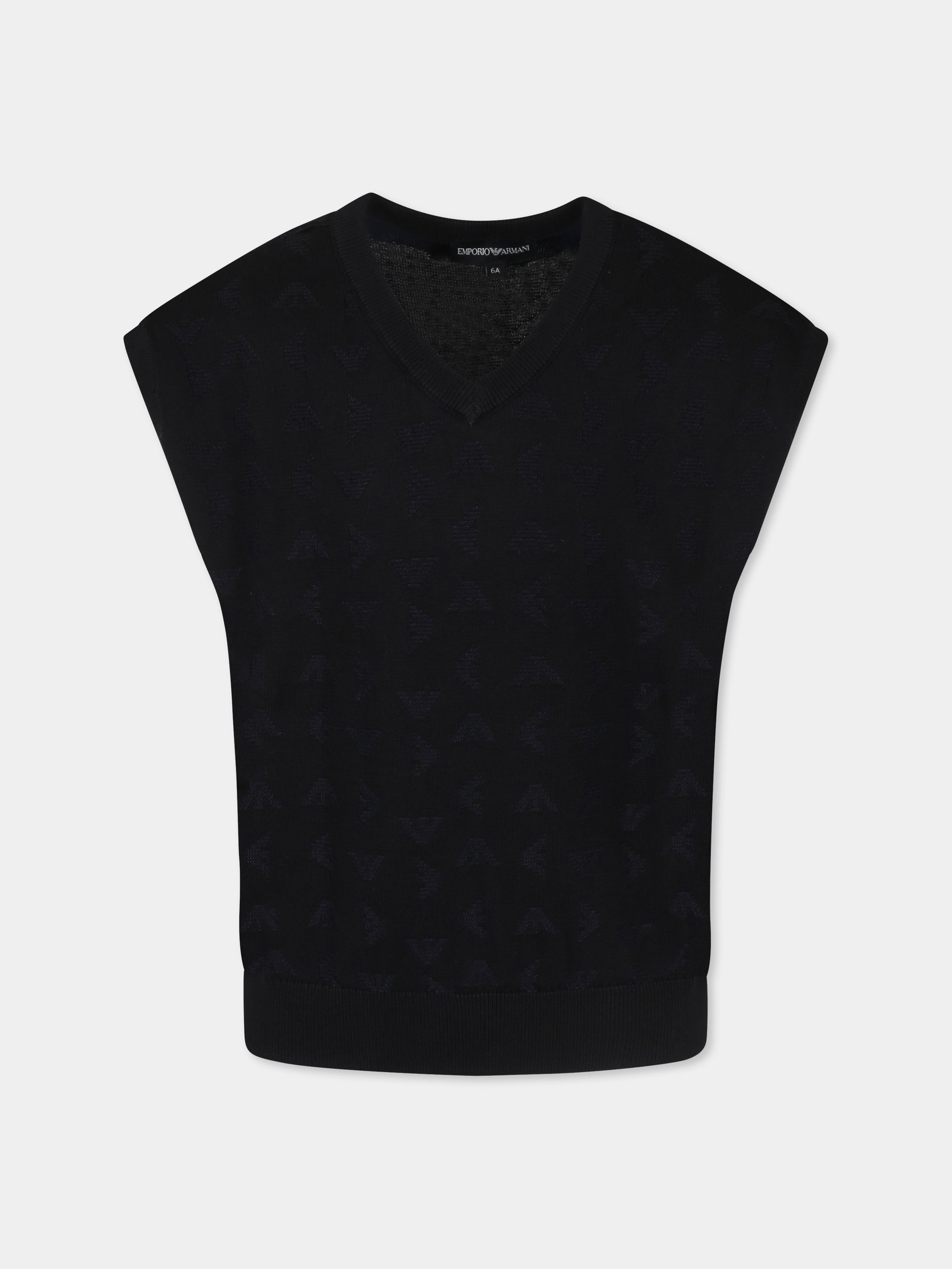 Maglia gilet blu per bambino con aquilotto all over,Emporio Armani,EB000288 AF13935 UB118