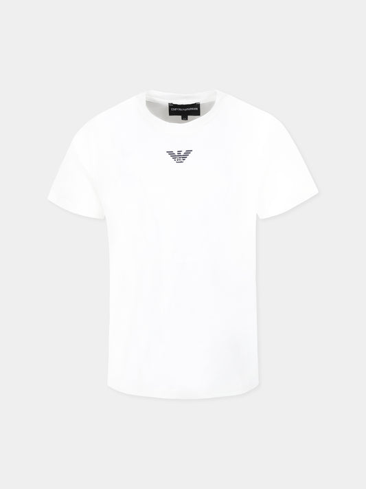 T-shirt bianca per bambino con aquilotto,Emporio Armani,EB000421 AF15013 M0134