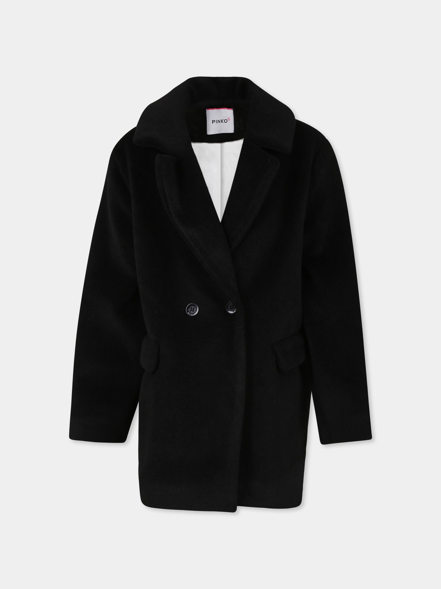 Cappotto nero per bambina con logo,Pinko,F3PIJGCO196 110