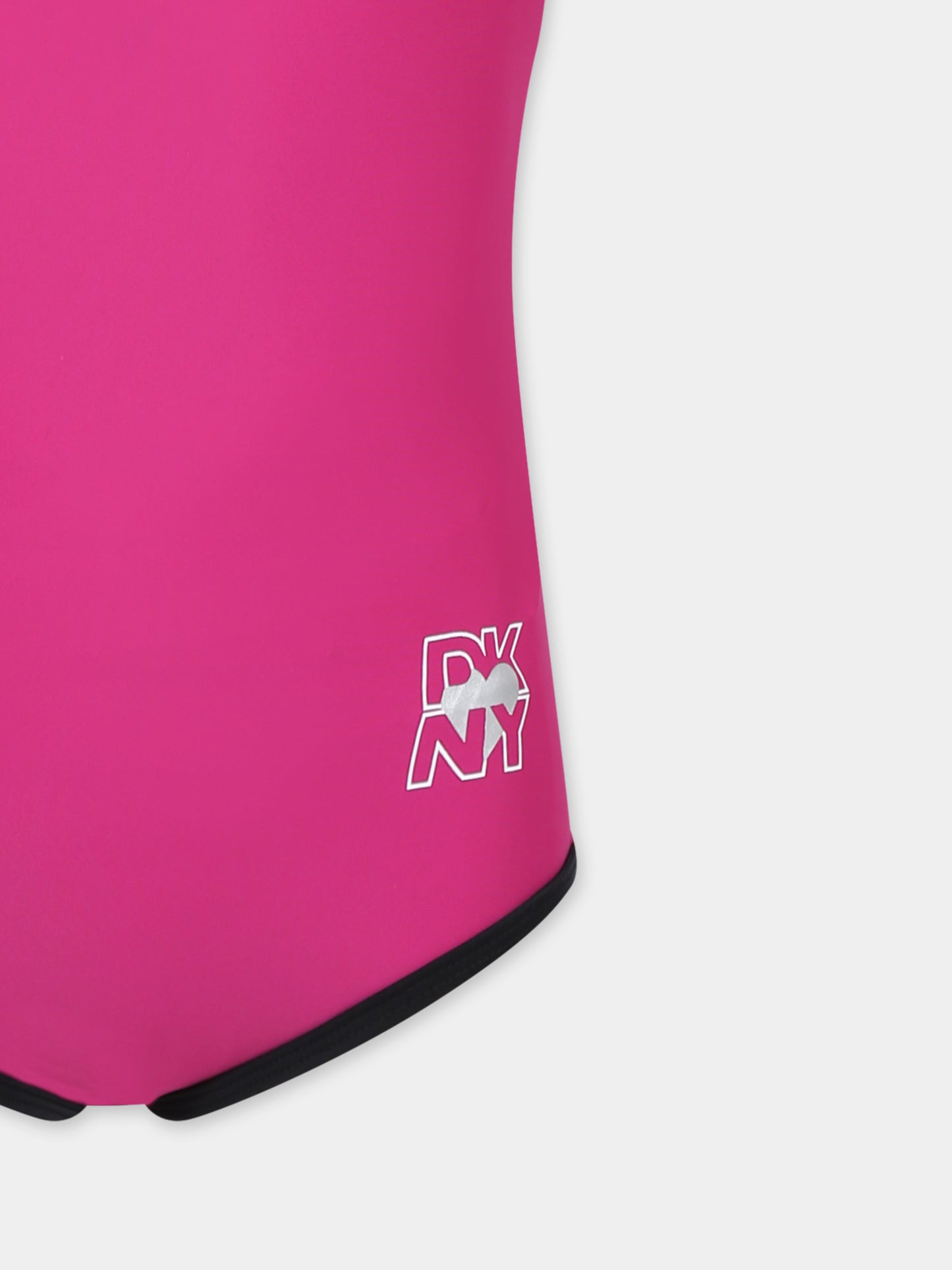 Costume intero fucsia per bambina con logo