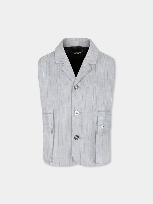 Gilet grigio per bambina con logo,Dkny,D62278 A10