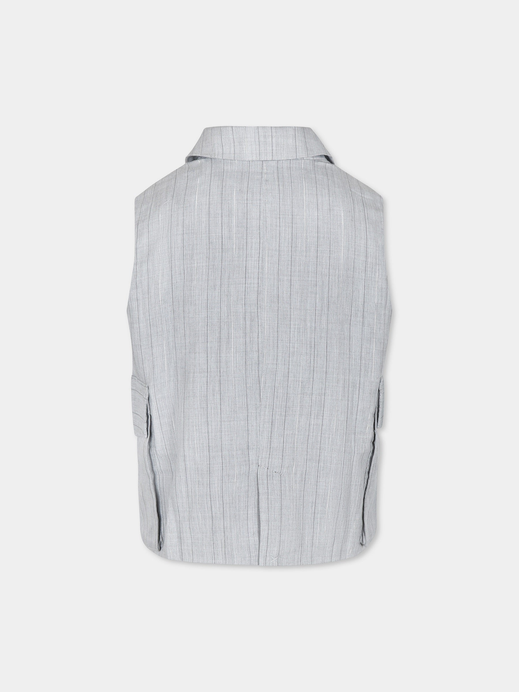 Gilet grigio per bambina con logo,Dkny,D62278 A10