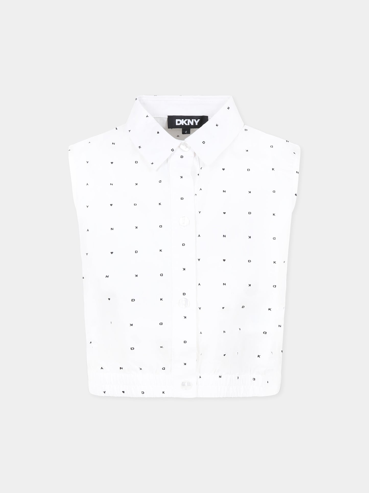 Top bianco per bambina con logo all over