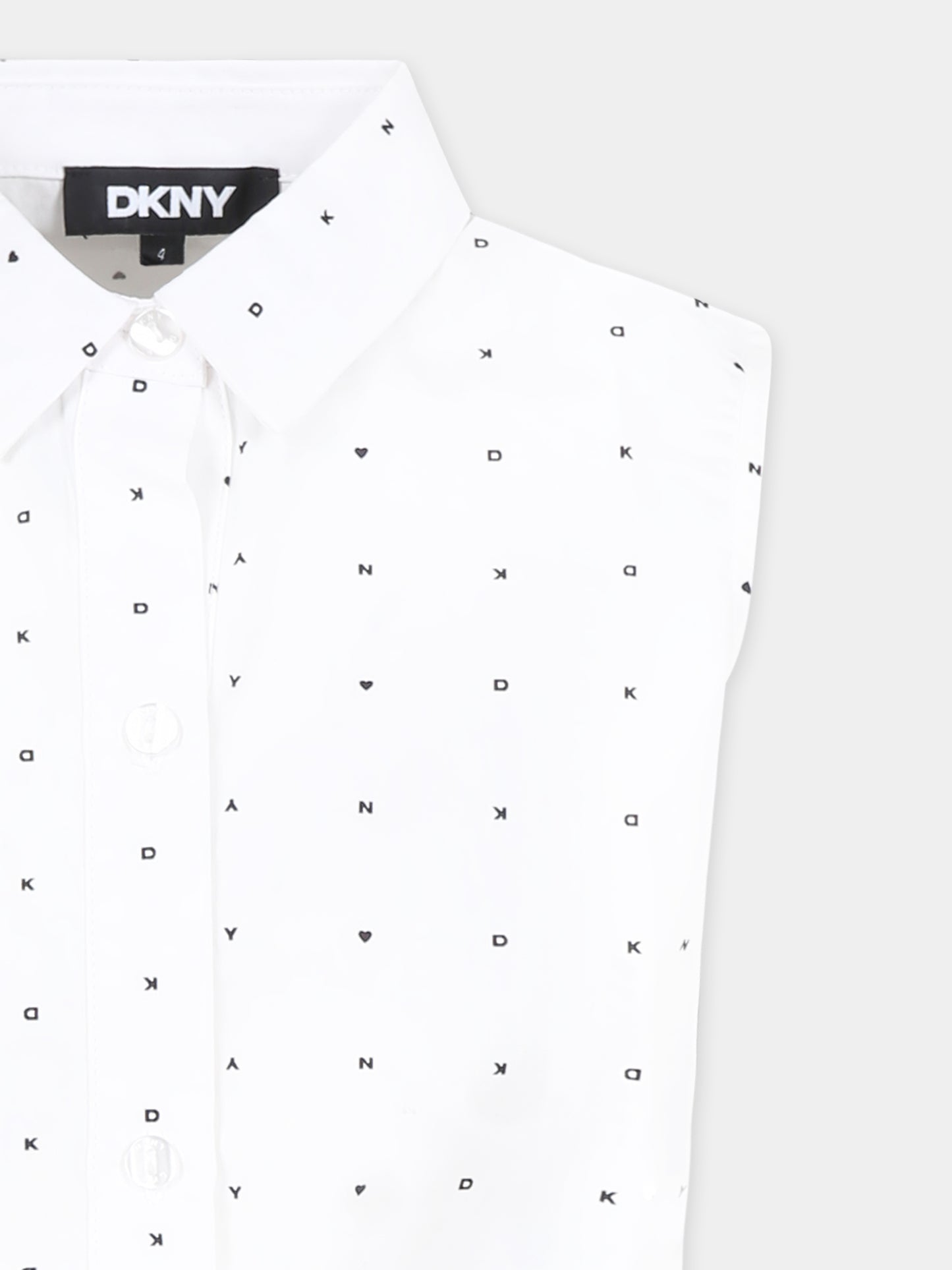 Top bianco per bambina con logo all over