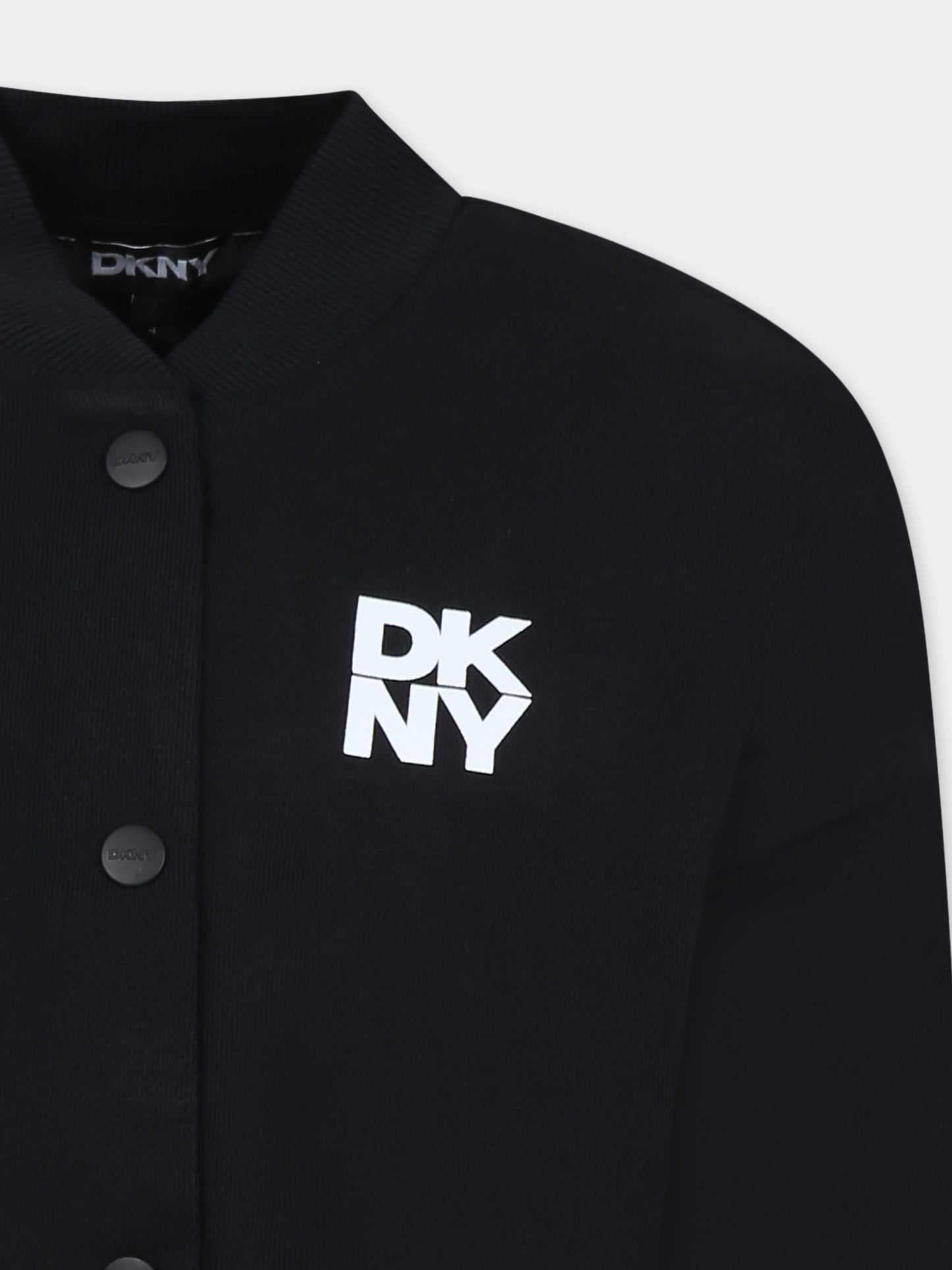 Bomber nero per bambina con logo,Dkny,D62284 09B