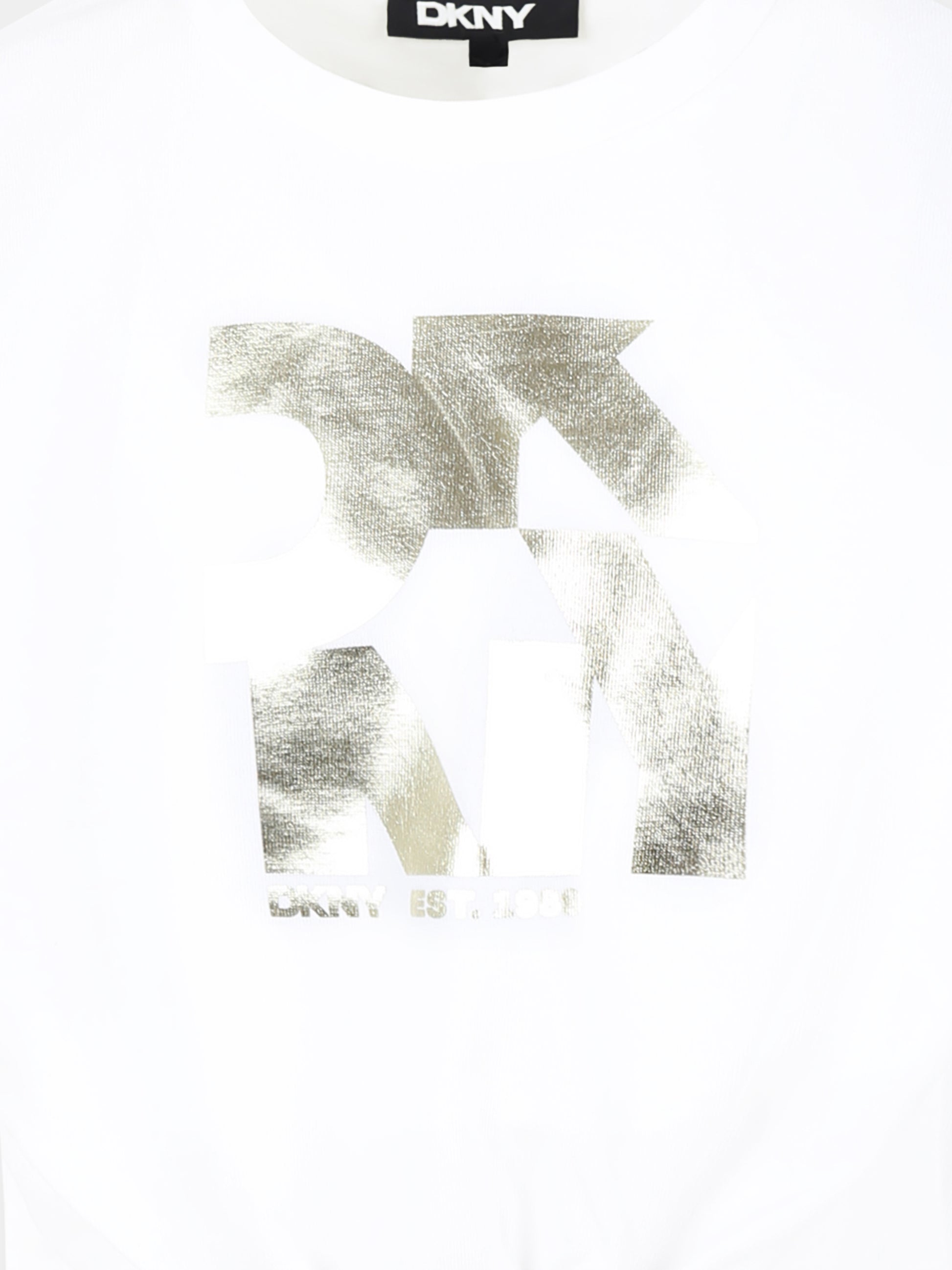 T-shirt crop bianca per bambina con logo,Dkny,D62309 10P