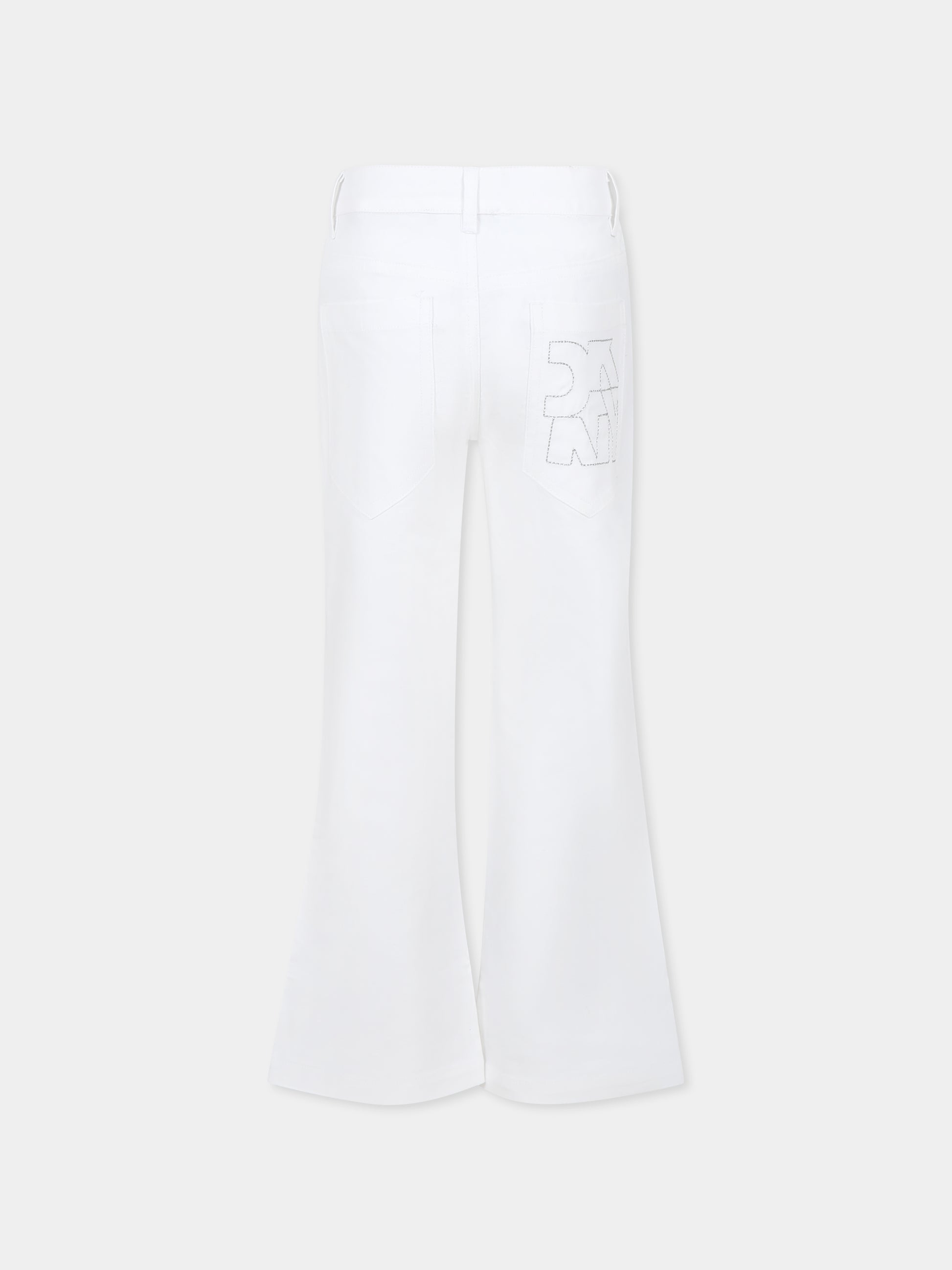 Pantaloni bianchi per bambina con logo,Dkny,D62336 10P
