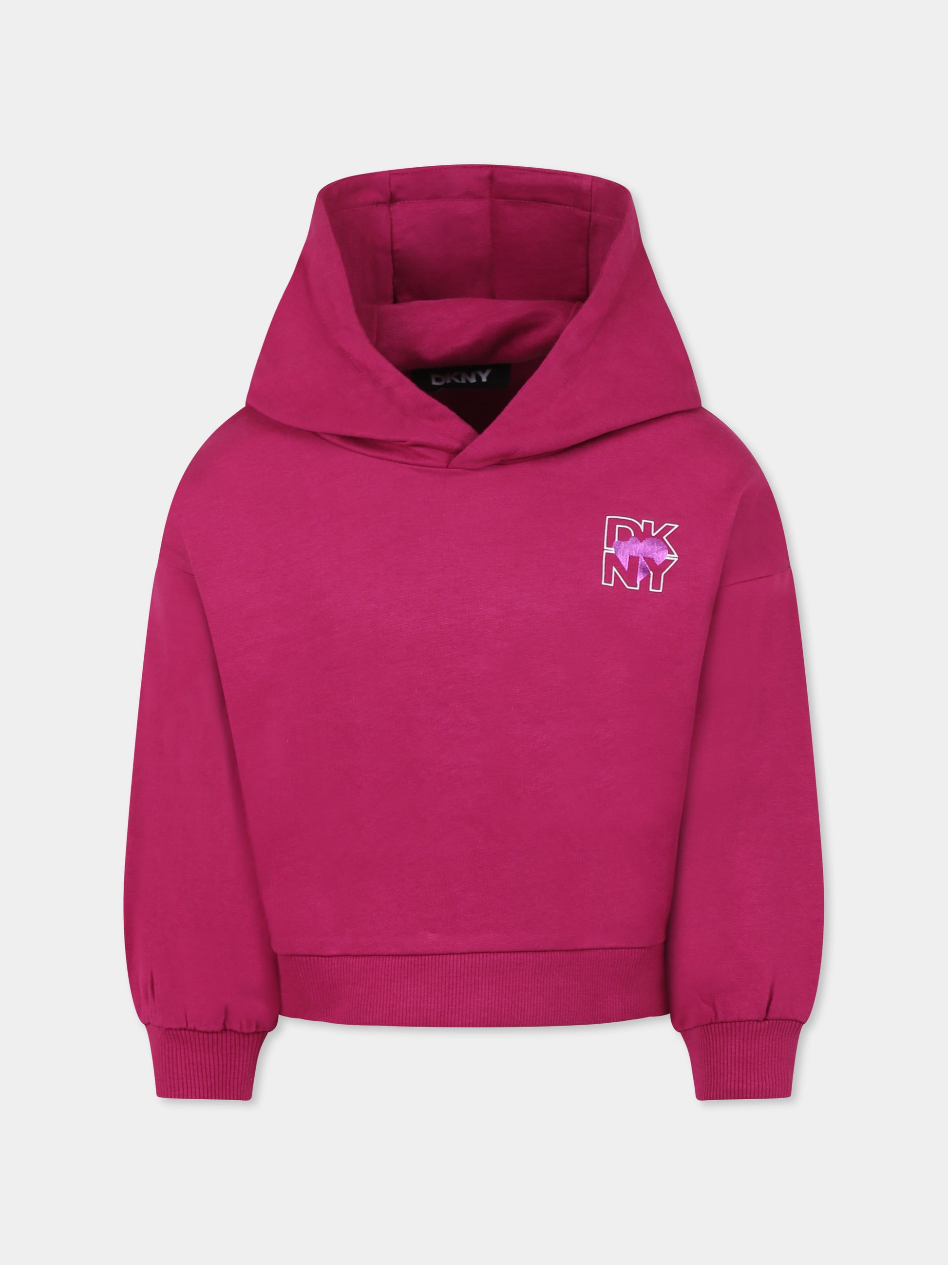 Felpa fucsia per bambina con logo,Dkny,D62282 469