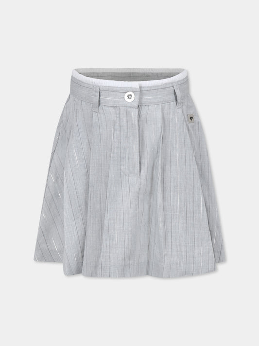 Gonna grigia per bambina con logo,Dkny,D62266 A10