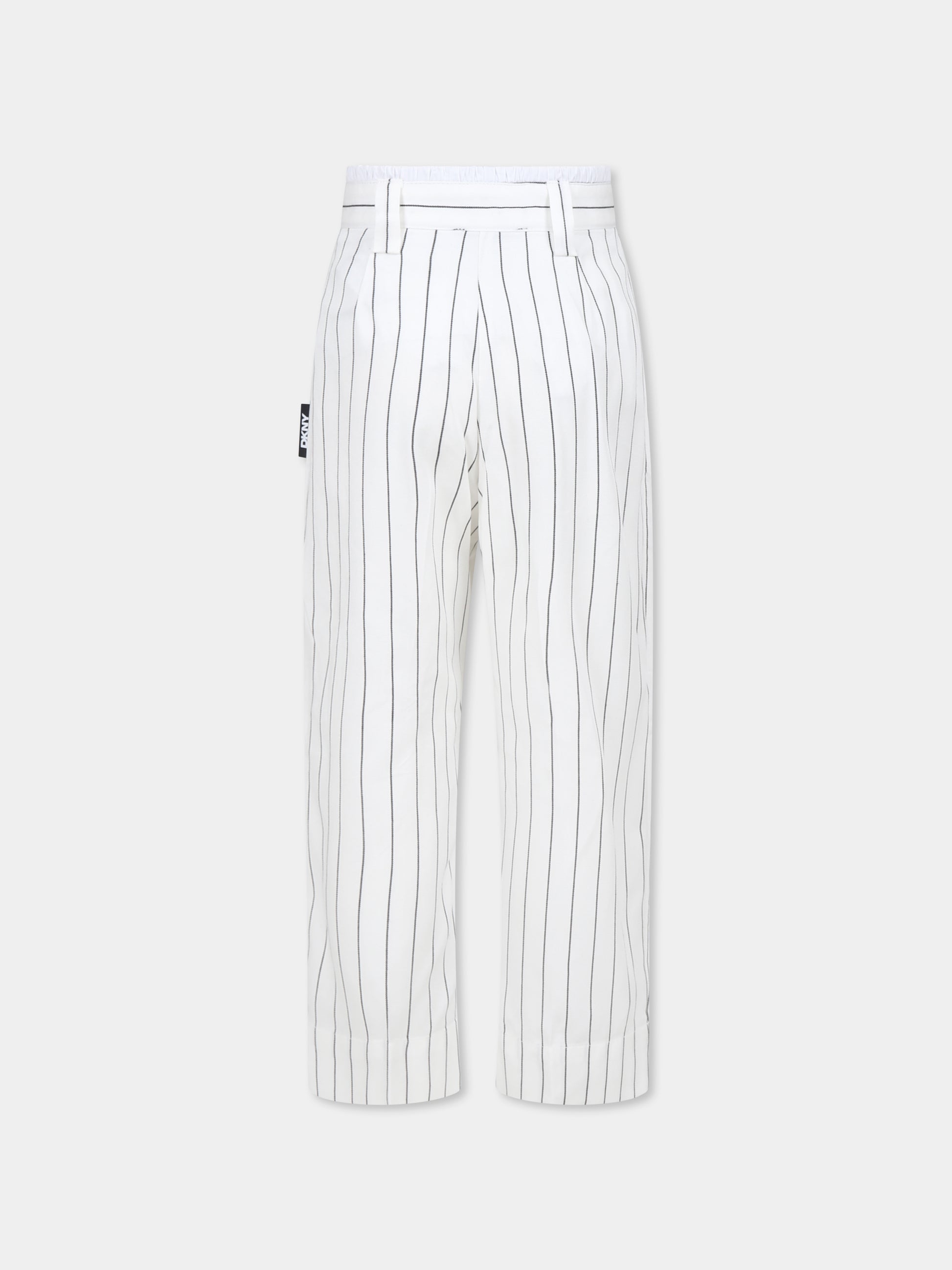 Pantaloni bianchi per bambina con logo,Dkny,D62281 N50